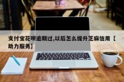支付宝花呗逾期过,以后怎么提升芝麻信用【助力服务】